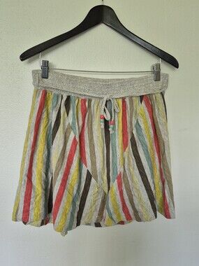 Garcia Colourful Stripe Mini Skirt With Braided Belt Medium 100% Cotton